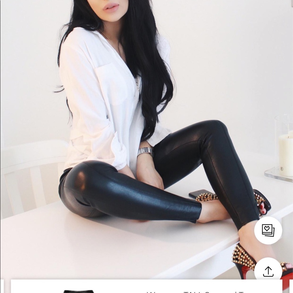 Top shop leather pants with zipper